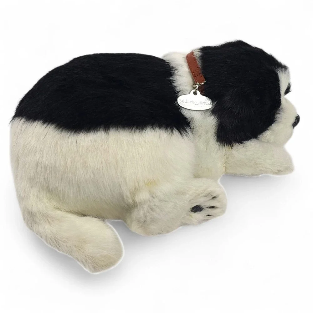 Perfect Petzzz Border Collie Breathing Puppy Sleeping Plush Toy Black White Dog